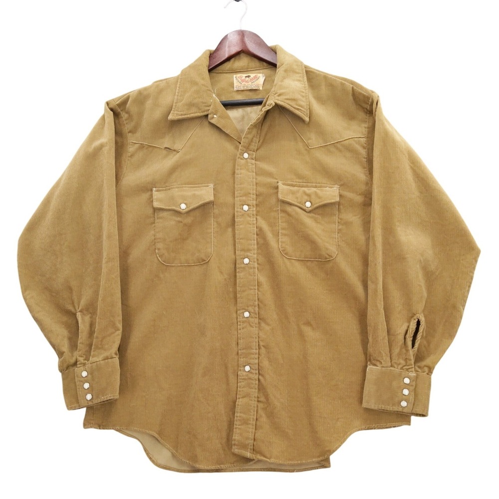 vtg Buffalo Bill Western Corduroy Pearl Snap‎ Shirt XL/XXL